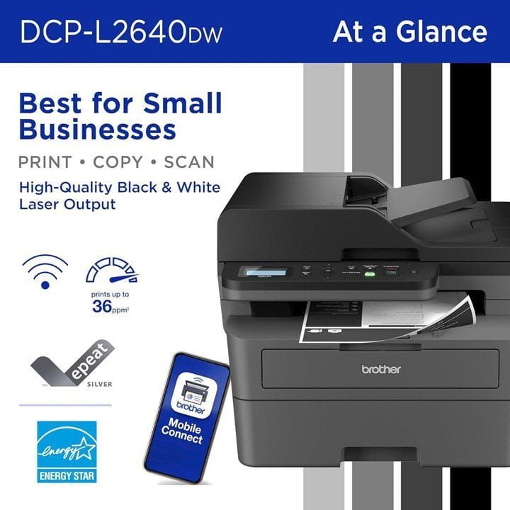 طابعة ليزرية أحادية اللون ثلاثية الوظائف لاسلكية من براذر | DCP-L2640DW