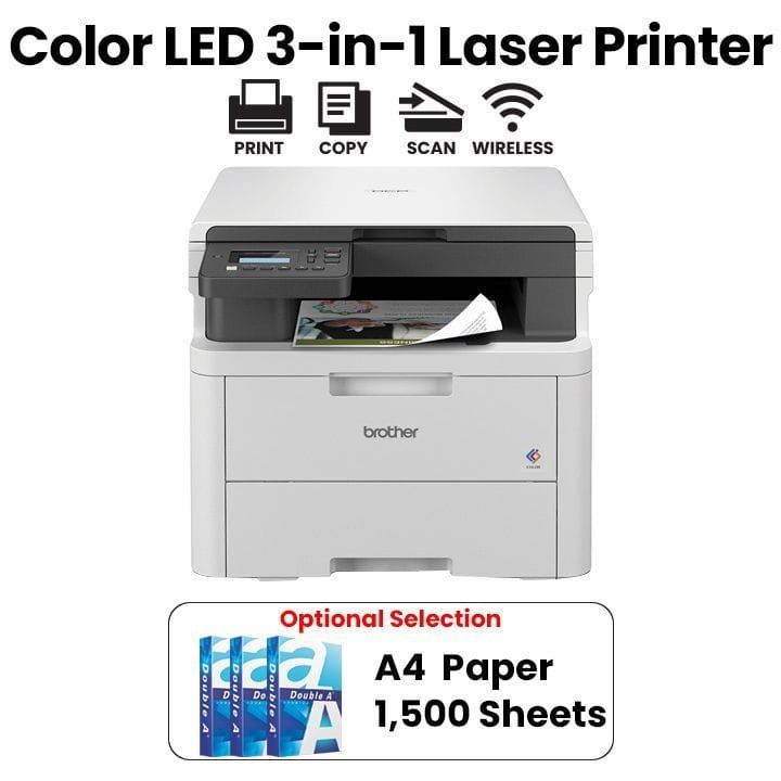Brother All-in-One Color Laser Printer, Compact Design, Cost-Effective Printing, User-Friendly Touchscreen, ADF Support - White - DCP-L3520CDW