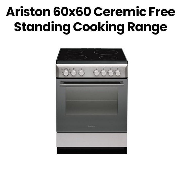 Ariston 60x60 Ceramic Free Standing Cooker with 4 Radiant Rings | A6VMH60