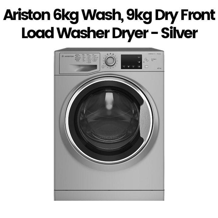 Ariston 6kg Wash, 9kg Dry Front Load Washer Dryer - Silver | NDB 96 SS GCC