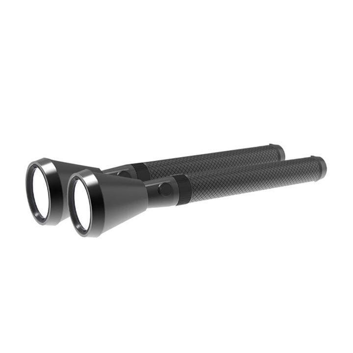 Mr. Light Rechargeable Emergency LED Flashlight Torch Combo 2 Pieces, USB-C Charging Port, Sleek Design, Adjustable Brightness - Black - MR3311
