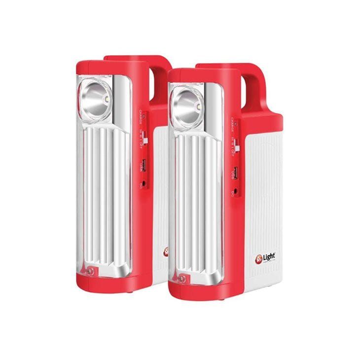 Mr. Light Emergency Light Combo V.2.2 2 Pieces, USB Mobile Charger Function, Anti-Reflection Membrane, Over-Discharge Protection - Red - MR 850