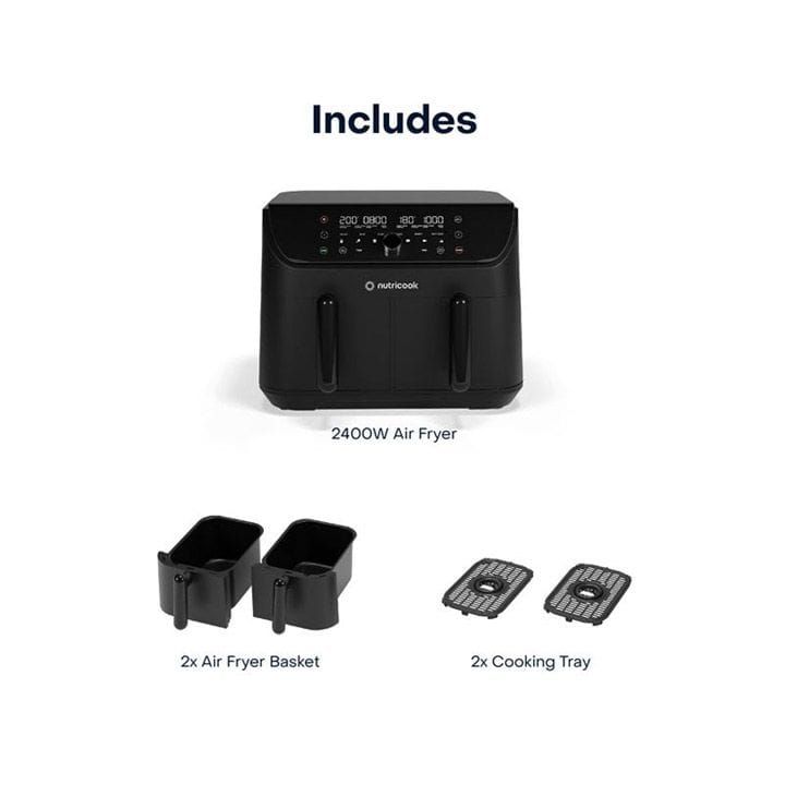Nutricook Air Fryer Duo 2 Vision 8.5L Digital Air Fryer – Dual Basket Cooking, Visible Cooking Window, Rapid Hot Air Oil-Free Frying | NC-AFD185V