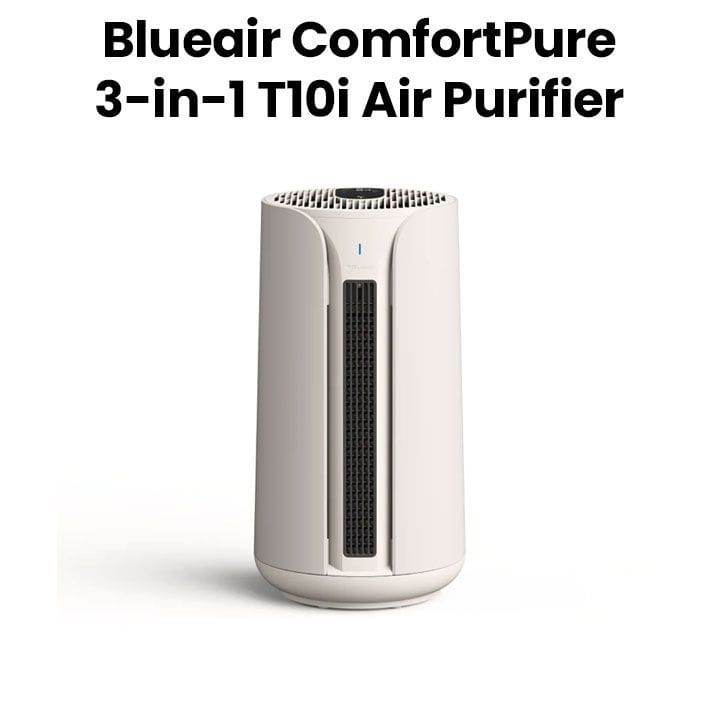 Blueair Blue Pure T10i Air Purifier, Blue Max Filter, Air Quality Sensor And LED Indicator, Modern Compact Design - White/Grey