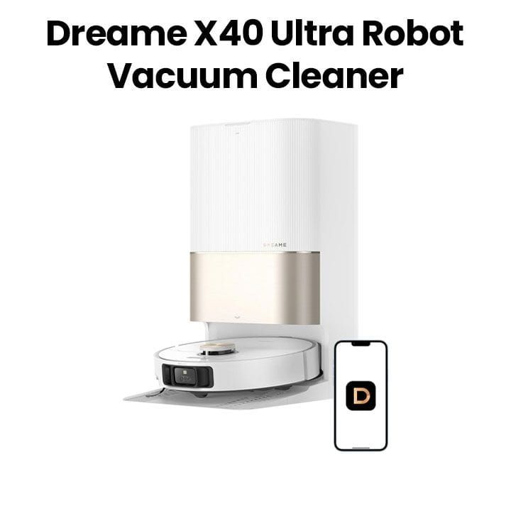 Dreame X40 Ultra Robot Vacuum Cleaner, Liftable Side Brush, Extendable Side Brush, Mop Extend, Mop Removal, Auto Mop Cleaning - White - RLX63CE2 (Open Piece/Display Unit)