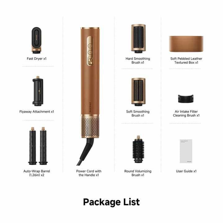 Dreame Air Style Pro Hair Styler, Advanced Airflow Technology, Multiple Attachments, Fast Drying And Styling, Salon-Quality Results - Gold - AMF18A