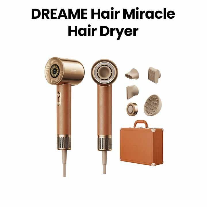 Dreame Hair Miracle Hair Dryer, Advanced Ionic Technology, High-Speed Drying, Quiet Operation, Durable And Long-Lasting, Convenient Storage - Gold - AHD9