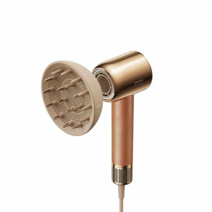 Dreame Hair Miracle Hair Dryer, Advanced Ionic Technology, High-Speed Drying, Quiet Operation, Durable And Long-Lasting, Convenient Storage - Gold - AHD9
