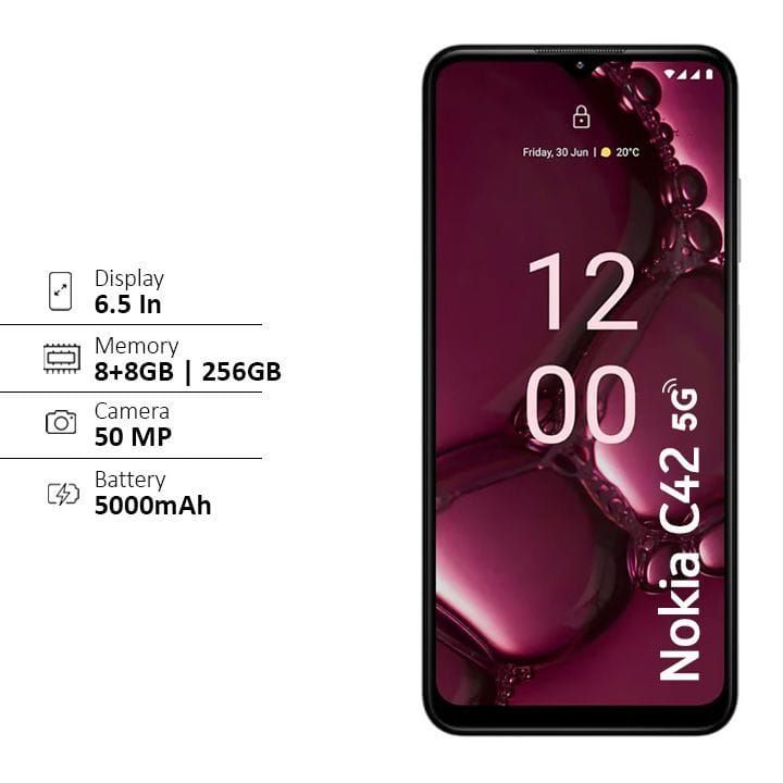 Nokia G42 5G 8GB RAM / 256GB ROM GCC Smartphone - Pink (Promo Pack