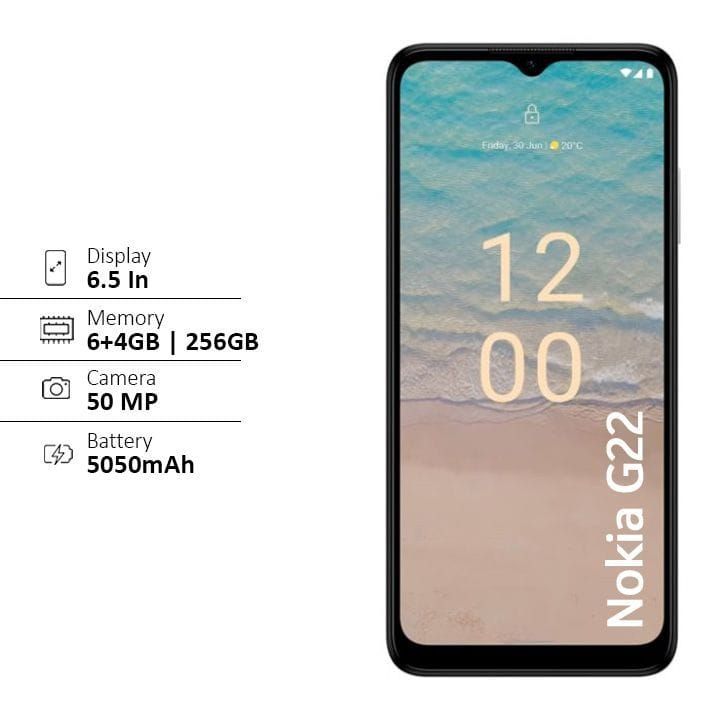 Nokia G22 6GB RAM / 256GB ROM GCC Smartphone - Gray (Promo Pack)