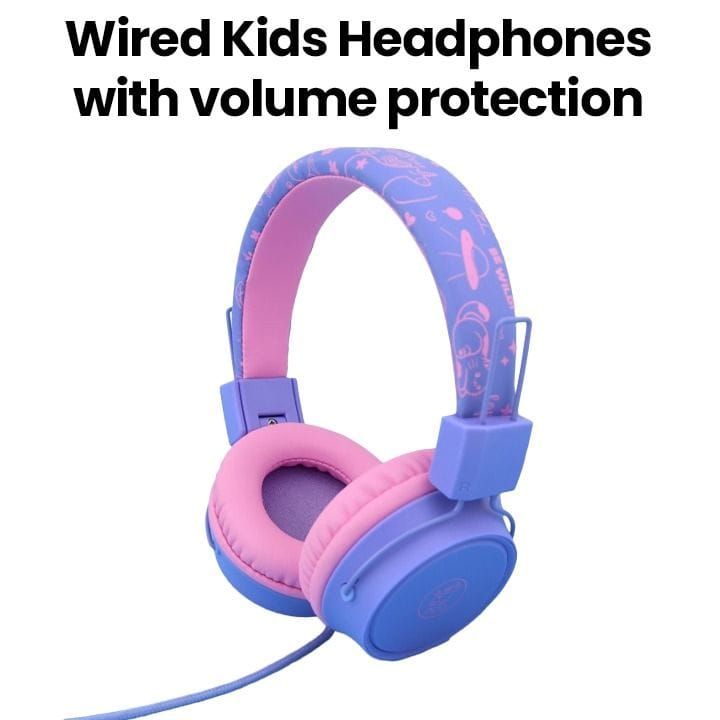 DCU Tecnologic Wired Kids Safe Headphones with Volume Protection – Pink/Purple |34152535