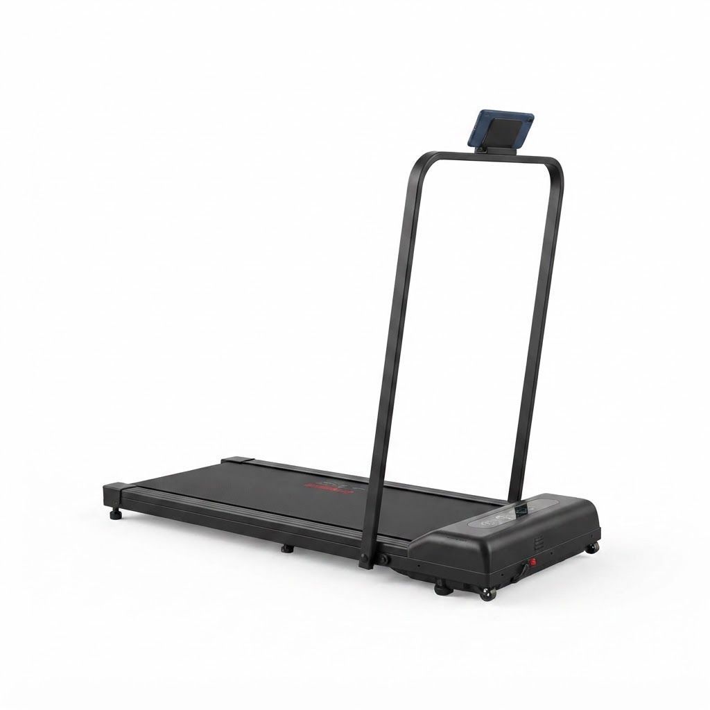 Fitness Walking Pad Treadmill with Handlebar, 1-10km/h Speed, LED Display, Compact Design, 90kg Capacity | Black