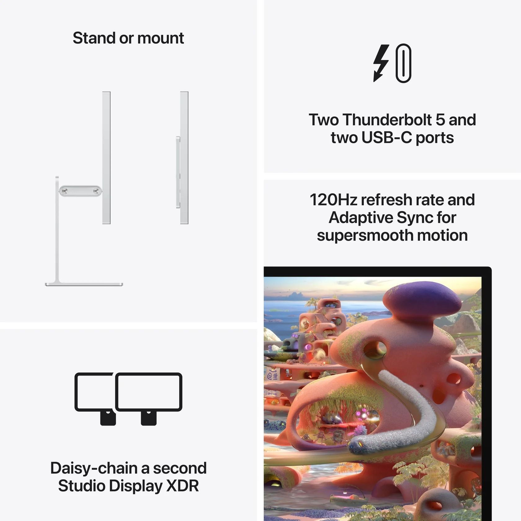 Apple Studio Display XDR 27-inch 5K Retina XDR Display Monitor, Standard Glass, VESA Mount Adapter, Stand Not Included | MFEN4B/A