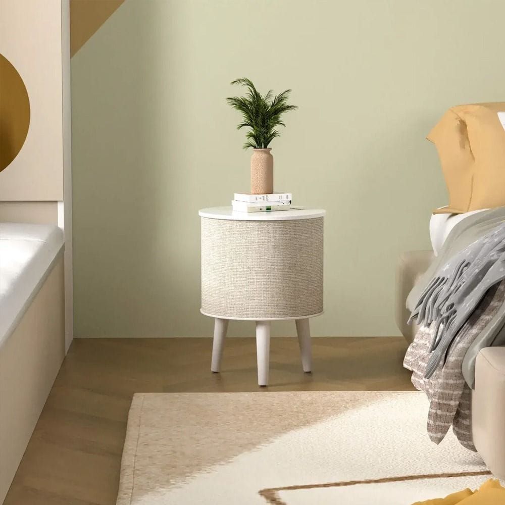 Nourest 4-in-1 Side Table with Inbuilt 70W Bluetooth Speaker - Touch Control, Wireless Charging, TWS Bluetooth Pairing | Grey