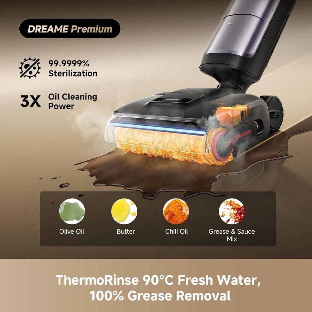 Dreame H16 Pro Steam Wet & Dry Vacuum Cleaner, 28000Pa Suction, 200°C Steam, Self-Cleaning, AI Edge Cleaning | Silver - HHR48F