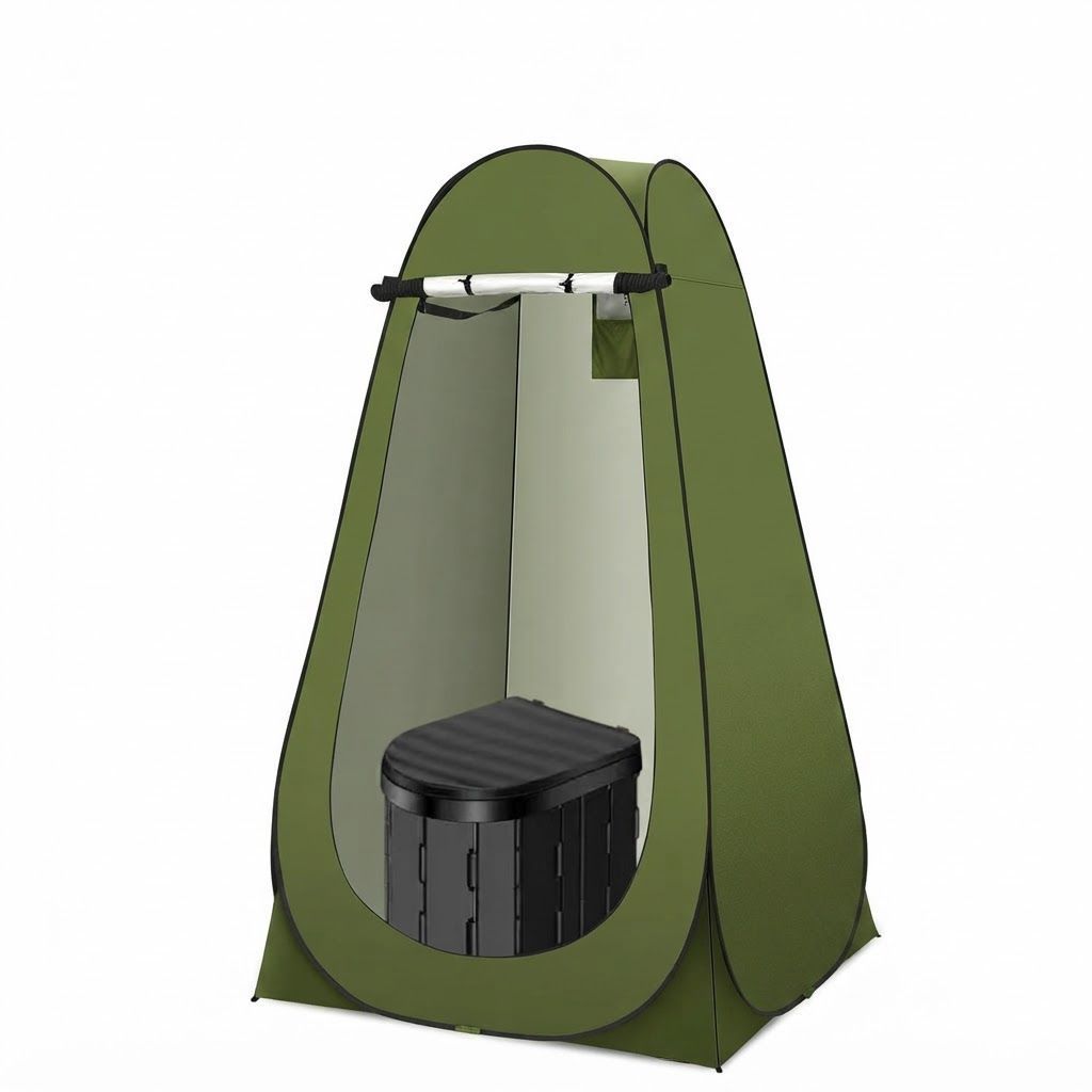 Uniiking Portable Camping Toilet Kit with Pop-Up Privacy Tent, 400 lb Capacity Folding Commode and Portable Waste Bags