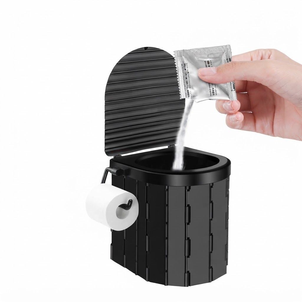 Uniiking Portable Camping Toilet Kit with Pop-Up Privacy Tent, 400 lb Capacity Folding Commode and Portable Waste Bags