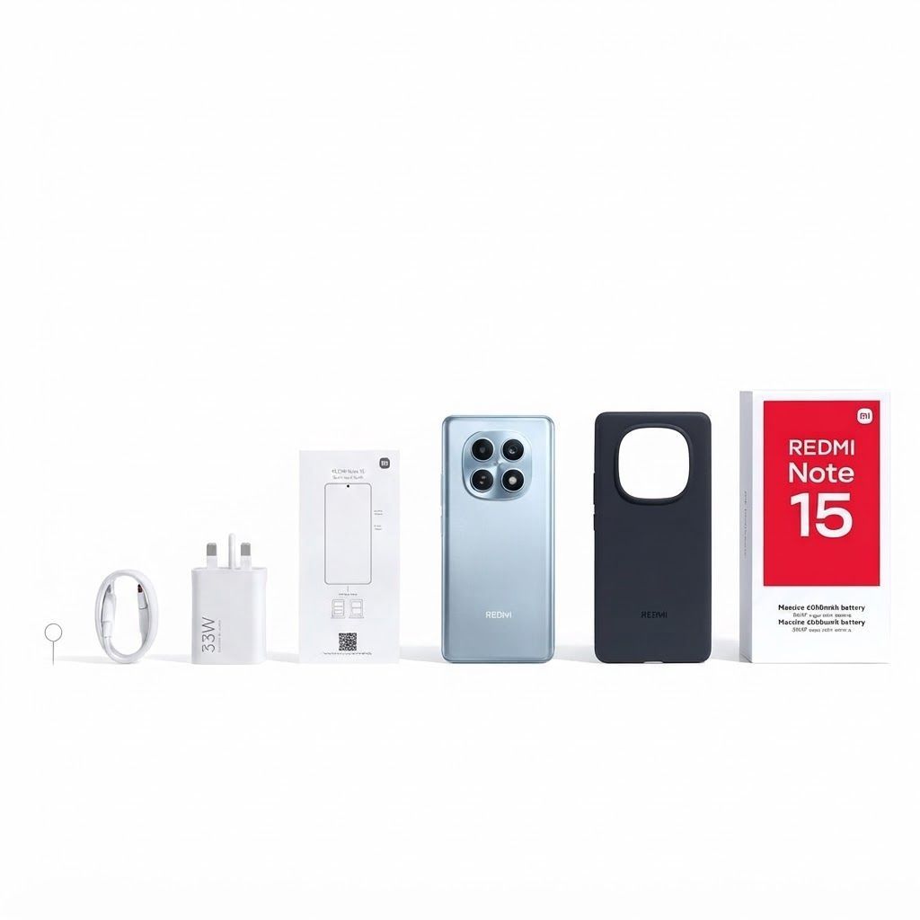Xiaomi Redmi Note 15 Smartphone, 8GB RAM, 256GB Storage, 108MP Camera, 6000mAh Battery, MediaTek Helio Processor | Black
