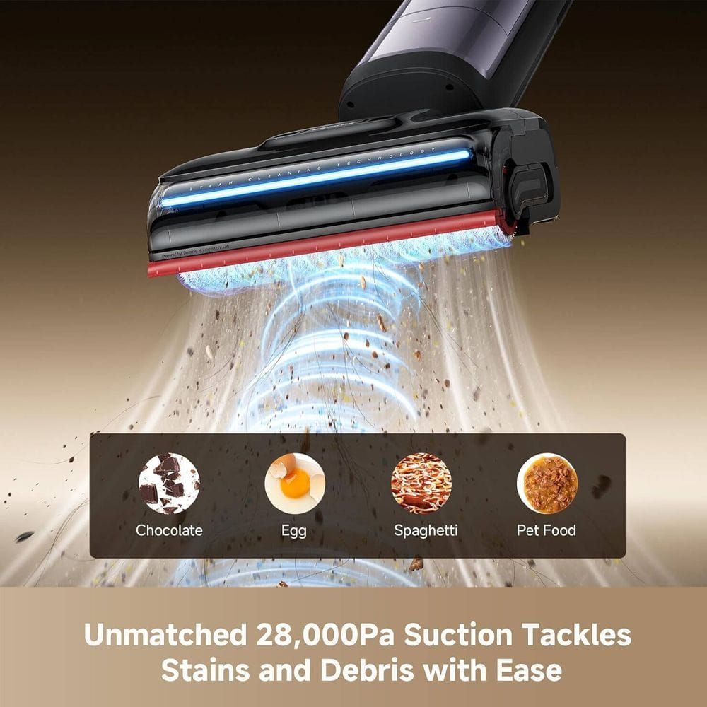 Dreame H16 Pro Steam Wet & Dry Vacuum Cleaner, 28000Pa Suction, 200°C Steam, Self-Cleaning, AI Edge Cleaning | Silver - HHR48F