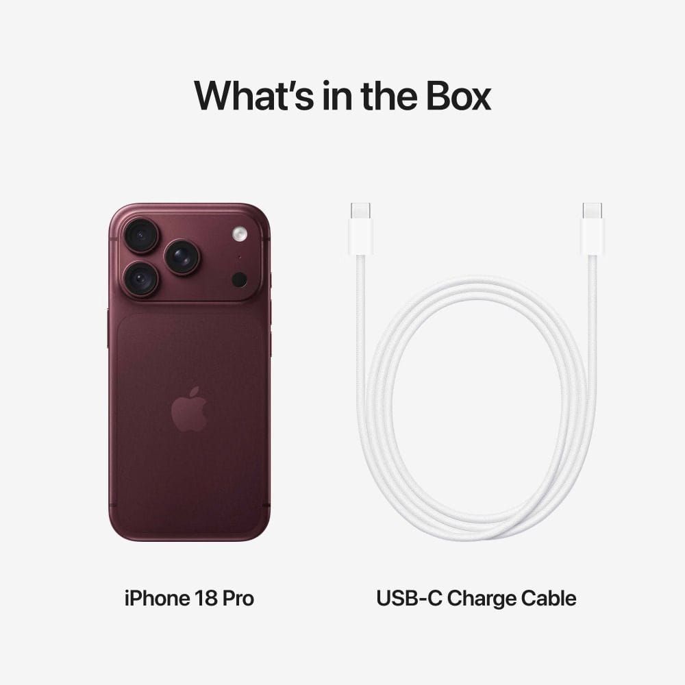 Apple iPhone 18 Pro 5G Smartphone, 256GB Storage, 6.3-inch Super Retina XDR Display, A20 Pro Chip, 48MP Pro Fusion Camera | Burgundy - MJR74AH/A