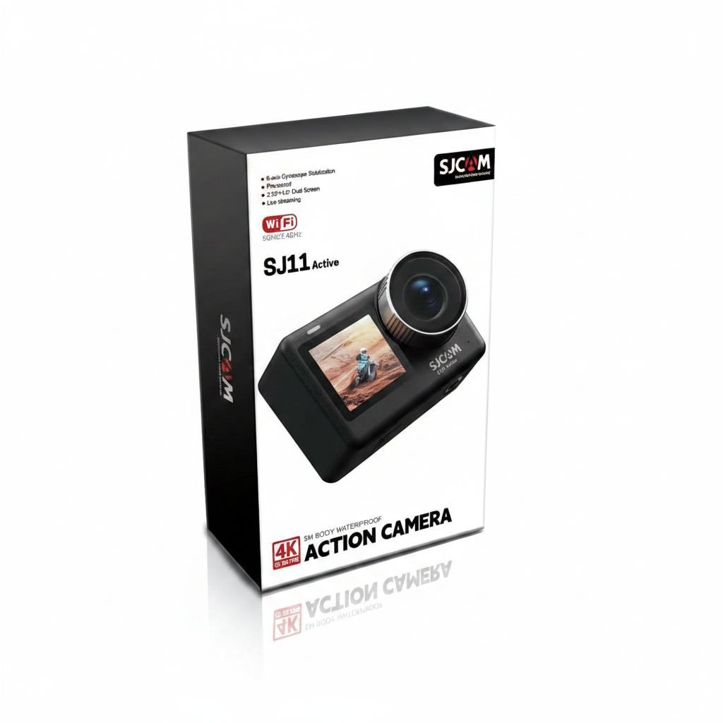 SJCAM SJ11 ACTIVE 4K Sports Camera with 5M Waterproof, 6-Axis Gyro Stabilization, 2.33-inch Touch Screen, Dual WiFi - Black