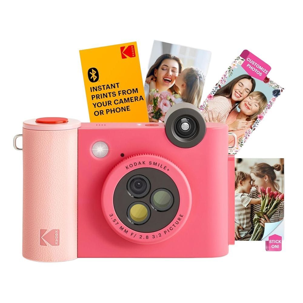 Kodak Smile+ Instant Print Digital Camera, 10MP Camera, 2x3-Inch ZINK Photo Printing, Bluetooth Connectivity & Selfie Mirror | Fuchsia - 843812173063