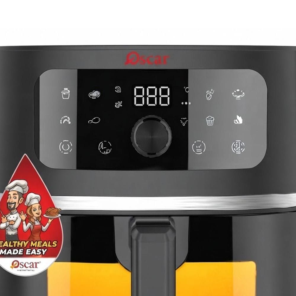 Oscar 6.2L Digital Air Fryer, 1750W, Touch Control, Viewing Window, Non-Stick Detachable Basket | Black - OAF902
