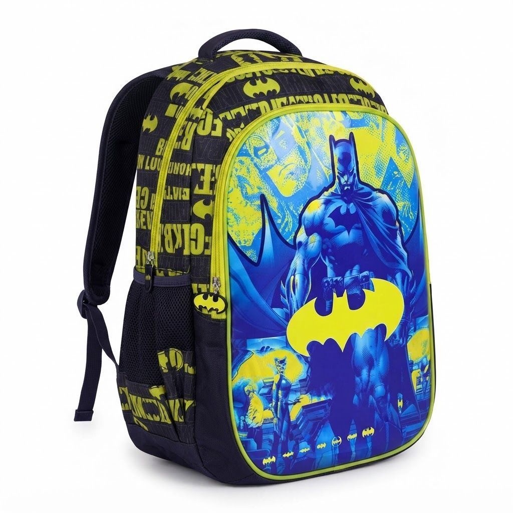 TRUCARE Batman 18 Inch Kids School Backpack - Ergonomic Lightweight Durable Student Bag for Boys