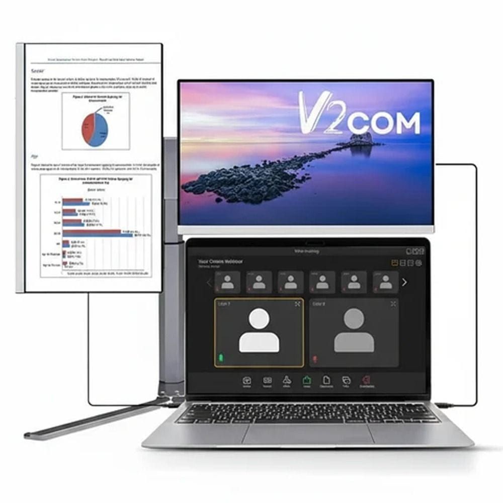 V2COM Z2 Portable Laptop Monitor, 15.6" IPS FHD Display, Dual Screen Modes, Plug & Play, Multi-Device Compatibility