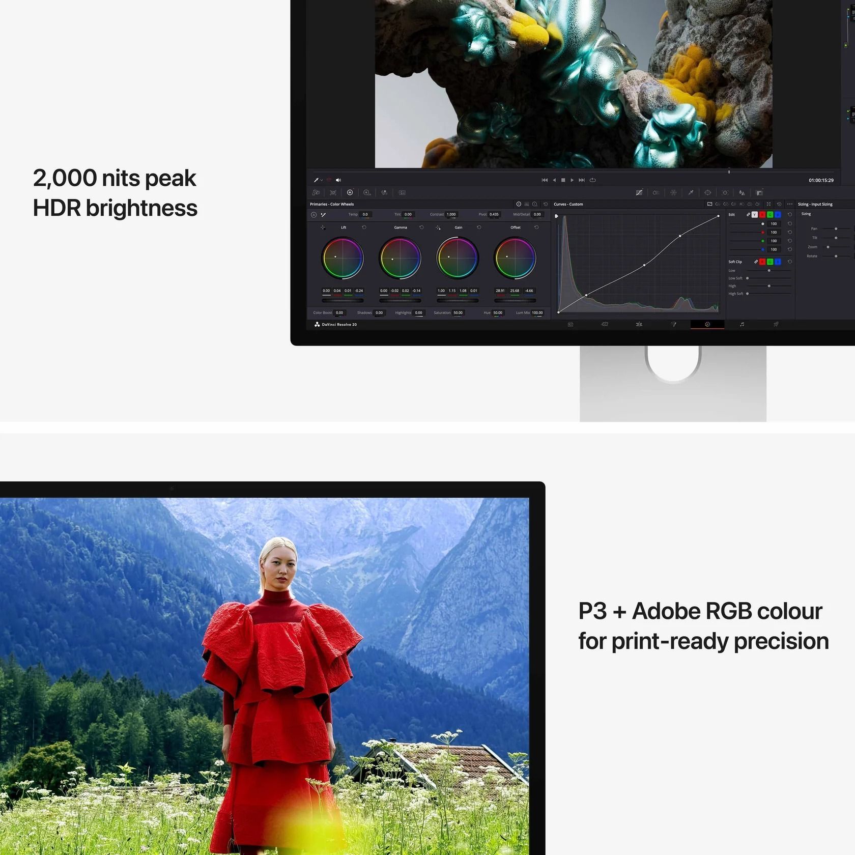 Apple Studio Display XDR 27-inch 5K Retina XDR Display Monitor, Standard Glass, Tilt- & Height-Adjustable Stand | MFEL4HN/A