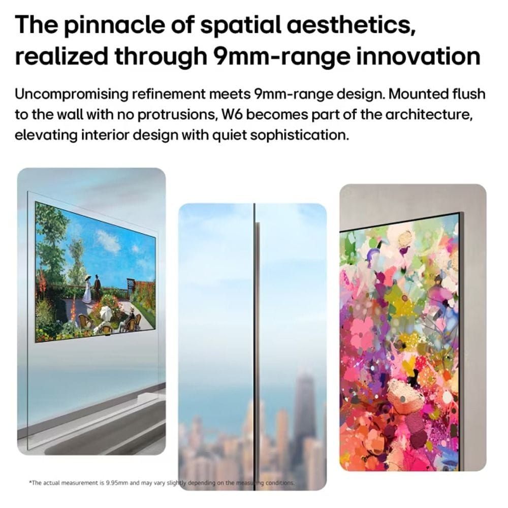 LG 83" Wallpaper Wireless OLED evo AI W6 4K Smart TV, Ultra-Thin Design, True Wireless Connectivity, Dolby Vision, webOS | OLED83W66LA.AMRG