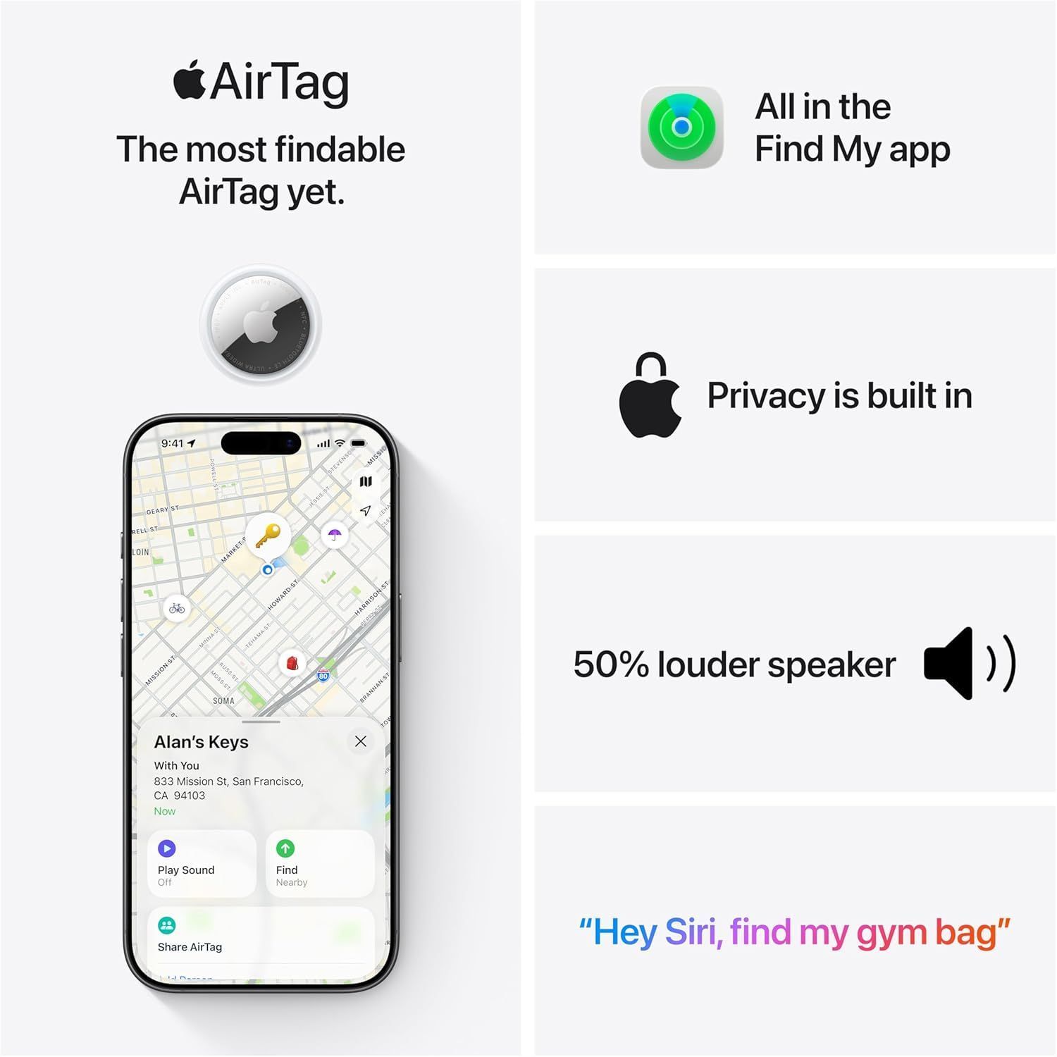 Apple AirTag (2nd Generation) - 4 Pack: Tracker for Keychain, Wallet, and More; Locator with Sound; Simple One-Tap Setup with iPhone or iPad; Key Finder with up to 1.5X Precision Finding Range*
