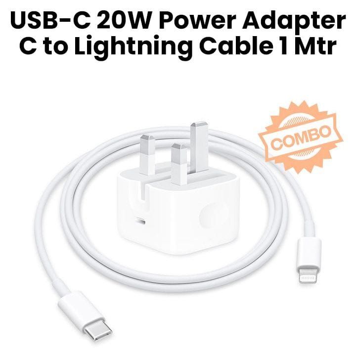 (COMBO DEAL) Apple USB-C 20W Power Adapter | MHJF3B/A + USB-C to Lightning Cable 1M | MM0A3