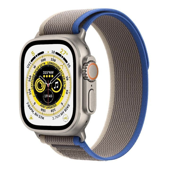 Apple Watch Ultra 49MM GPS + Cellular Titanium Case with Blue/Gray Trail Loop | MNHL3AE/A