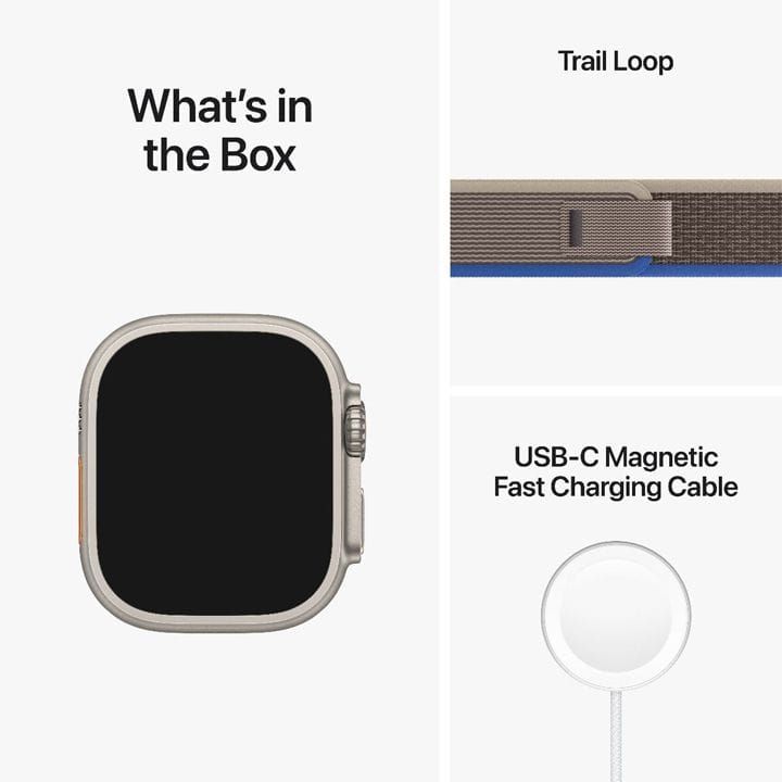 Apple Watch Ultra 49MM GPS + Cellular Titanium Case with Blue/Gray Trail Loop | MNHL3AE/A