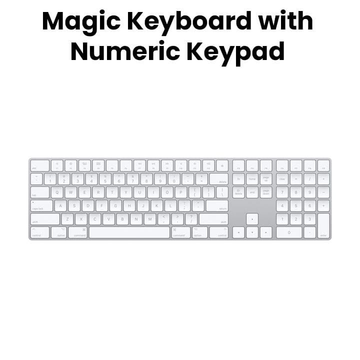 Apple Magic Keyboard With Numeric Keypad, Wireless, Lightning Port, Bluetooth, Unique Scissor Mechanism - Silver - MQ052