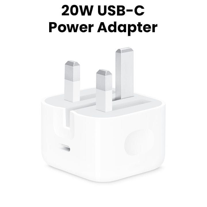Apple USB-C Power Adapter 20W, Fast Charging Support, Compact And Portable, Durable Design - White - MHJF3B/A