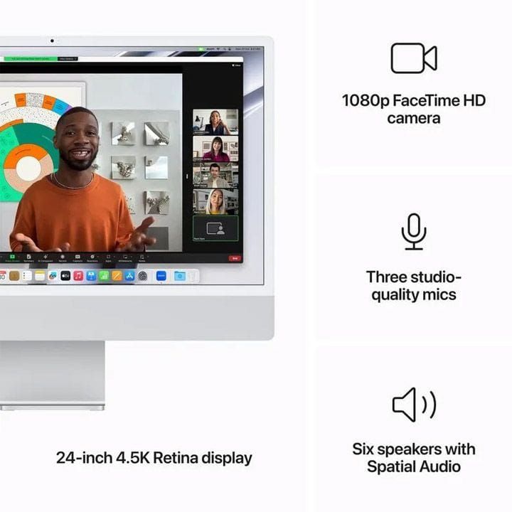 Apple iMac With Retina 8GB 256GB SSD 24 Inch, 4.5K Retina Display, M3 Chip With 8 Core CPU And 10 Core GPU, Seamless Multitasking - Silver