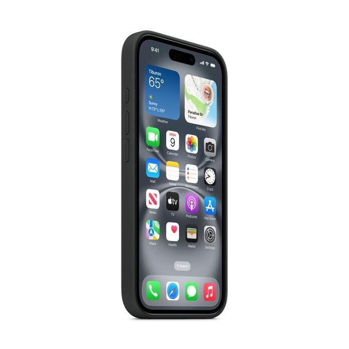 Apple Silicone Case With MagSafe For iPhone 16 Plus, Microfibre Lining, Comprehensive Protection, Premium Recycled Material - Black - MYY93ZM/A