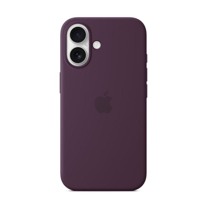 Apple Silicone Case With MagSafe For iPhone 16, Microfibre Lining, Comprehensive Protection, Premium Recycled Material - Plum - MYY43ZM/A