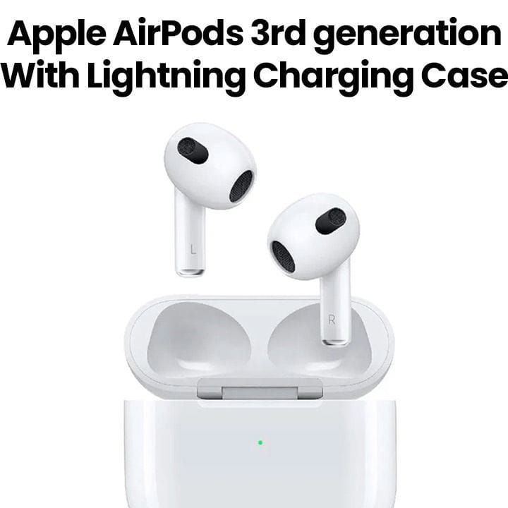 Apple 3rd Generation AirPods With Lightning Charging Case, Sweat And Water Resistant, Adaptive EQ Automatically - White - MPNY3ZE/A