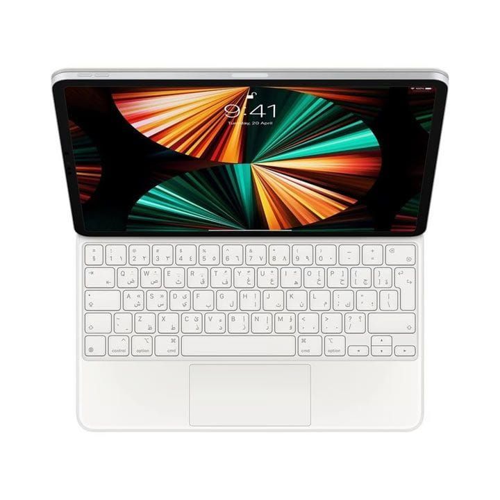 Apple Magic Arabic Keyboard For iPad Pro 12.9 Inch 6th Generation, Backlit Keys, Scissor Mechanism, Smooth Angle Adjustability - White