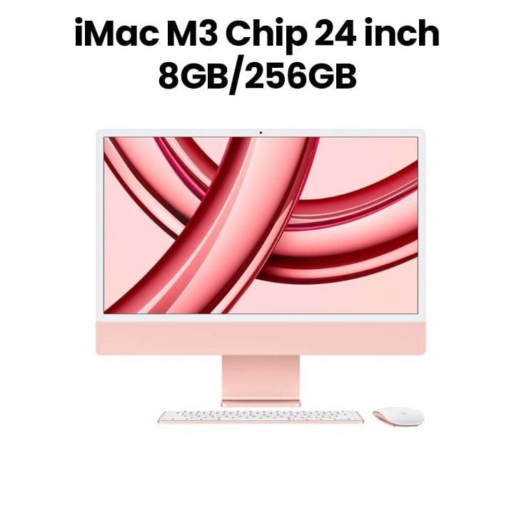 Apple iMac With Retina 8GB 256GB SSD 24 Inch, 4.5K Display, M3 Chip With 8-Core CPU And 8-Core GPU, Seamless Multitasking - Pink - MQRD3AB/A