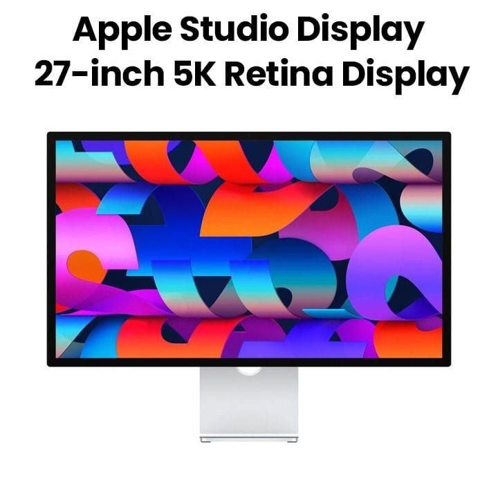 Apple Studio Display Standard Glass With Tilt Adjustable Stand 27 Inch, 5K Retina Display, Cameras, Mics, And Speakers, Three USB-C Ports - Silver - MK0U3AB/A