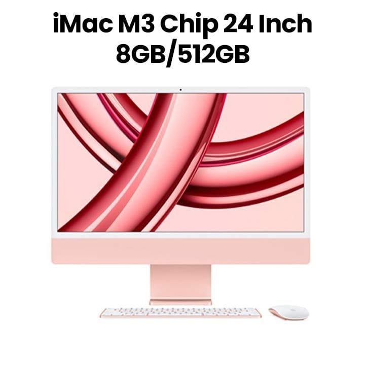 Apple iMac With Retina 8GB 512GB SSD 24 Inch, 4.5K Retina Display, M3 Chip With 8 Core CPU And 10 Core GPU, Seamless Multitasking - Pink