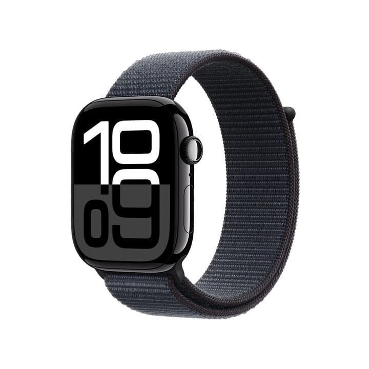 ساعة ابل سيريس 10 GPS + خلوي 42 مم هيكل المنيوم اسود نفاث مع حزام رياضي حبر | MWX83QA/A