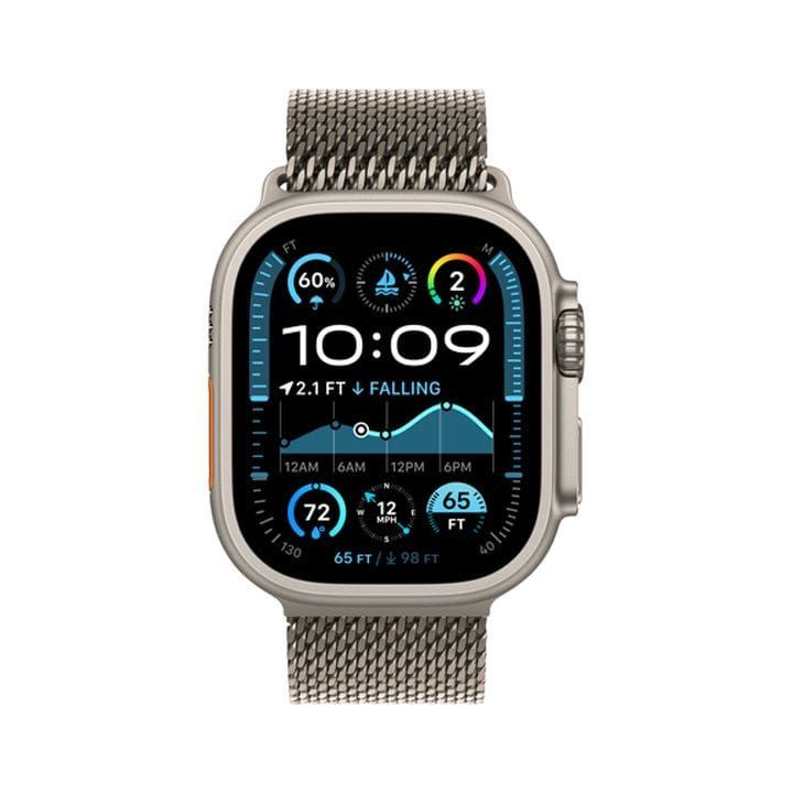 ساعة أبل ألترا ٢ GPS + خلوي ٤٩ مم هيكل التيتانيوم الطبيعي مع حزام ميلاني طبيعي - S | MX4M3QA/A