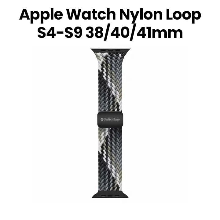 SwitchEasy Candy Braided Nylon Watch Loop with Magnetic Lock for Apple Watch Series 4-Series 9 38/40/41mm Black/Gray | SAW341237BY24