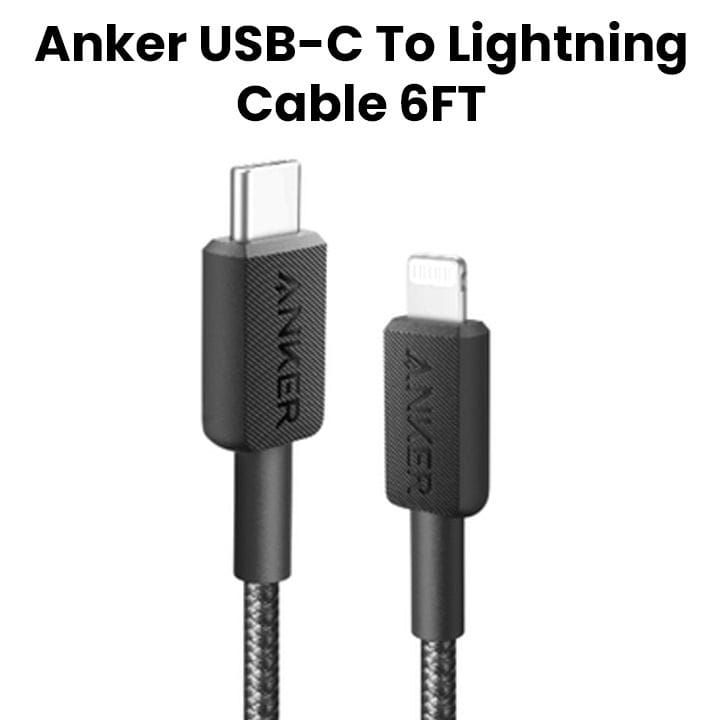 Anker 322 USB-C to Lightning Braided Cable 6FT - Black | A81B6H11