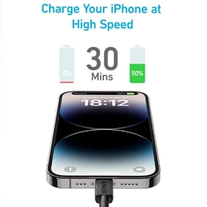 Anker 322 USB-C to Lightning Braided Cable 6FT - Black | A81B6H11